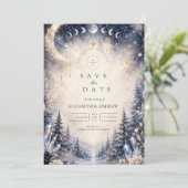 Zeitloser himmlischer Winterhochzeit Save The Date (Stehend Vorderseite)