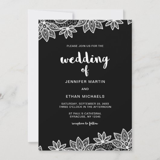 Zeitloser Hochzeits-Spitze-Blick Einladung (Vorderseite)