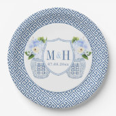 Zeitloser Ingwertopf-Monogramm-Hochzeitsdusche-Par Pappteller (Vorderseite)