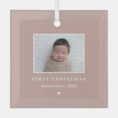 Zeitloser Keepake Editable Color Foto Ornament Aus Glas (Vorderseite)