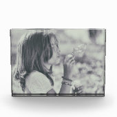 Zeitloser Löwenmoment - Schwarz & Weiß Fotoblock (Vorderseite)