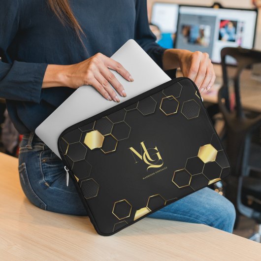 Zeitloser Luxus | Minimaler Monogramm-Laptop-Sieb Laptopschutzhülle