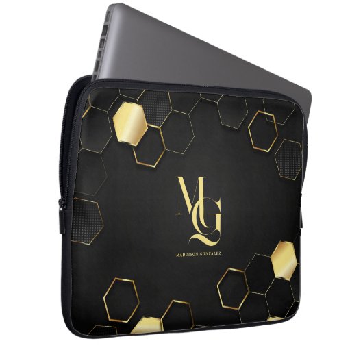 Zeitloser Luxus | Minimaler Monogramm-Laptop-Sieb Laptopschutzhülle (Vorne Rechts)