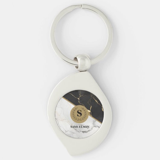 Zeitloser Mit Monogramm Schlüsselanhänger aus Marm (Vorderseite)