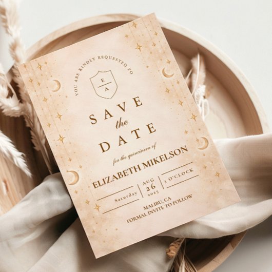 Zeitloser Mond und Sterne Quinceañera Save The Date