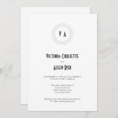 Zeitloser monogramm Circle Minimalistischer Empfan Einladung (Vorne/Hinten)