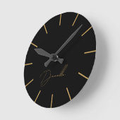 Zeitloser Name für Black & Gold Luxus Skript Runde Wanduhr (Winkel)