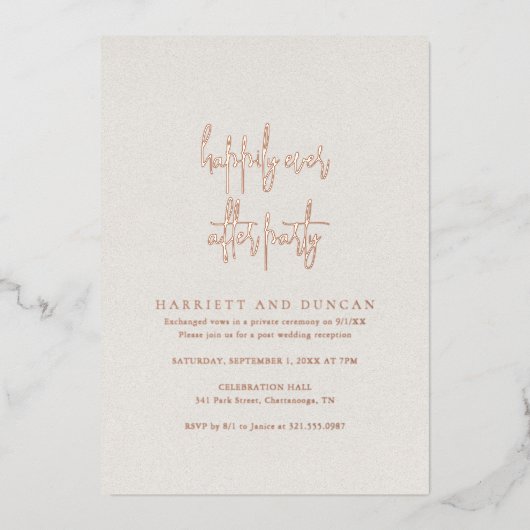 Zeitloser neutraler Beige Eleganter Hochzeitsstift Folieneinladung (Vorderseite)