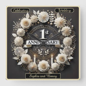 Zeitloser Papierkrieg für das Jubiläum Quadratische Wanduhr (Vorderseite)