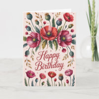Zeitloser Poppy Floral Geburtstag