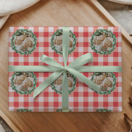 Zeitloser roter Gingham-Farmhouse-Foto-Artikel Geschenkpapier
