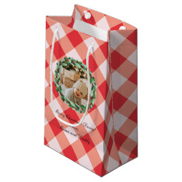 Zeitloser roter Gingham-Farmhouse-Foto Kleine Geschenktüte