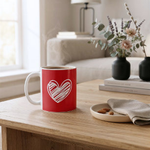 Zeitloser roter Herz-Kaffeebecher Kaffeetasse