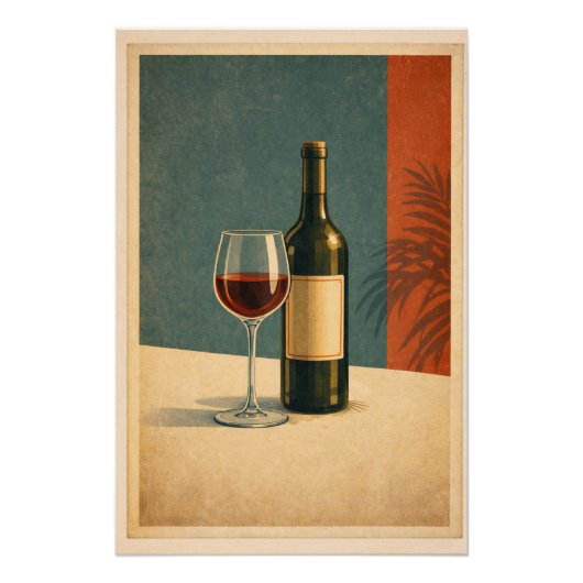 Zeitloser Rotwein Retro-Barwagen Poster (Vorderseite)