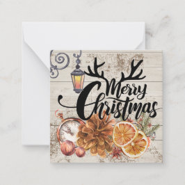 Zeitloser rustikaler Bauernhof Holz Rentier Weihna Mitteilungskarte