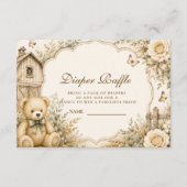 Zeitloser Rustikaler Teddybär-Windelraffle Begleitkarte (Vorderseite)
