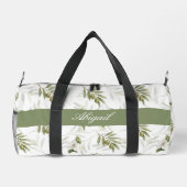 Zeitloser Salbei-Oliv-Wasserfarb-Chic-Name Duffle Bag (Rückseite)