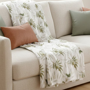 Zeitloser Salbei-Oliv-Wasserfarben-Chic Fleecedecke