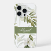 Zeitloser Salbei-Oliv-Wasserfarben-Chic-Name iPhone Hülle (Rückseite)