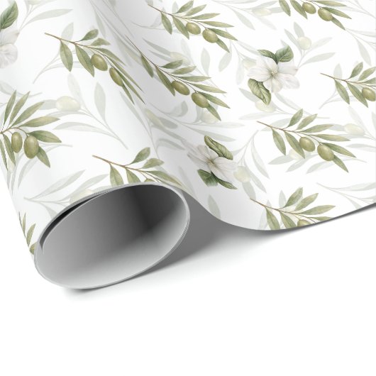 Zeitloser Salbei Oliven Wasserfarbe Chic Geschenkpapier (Rolleneckpunkt)