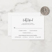 Zeitloser Schwarz-Weiß-Haushalt Hochzeit RSVP Mitteilungskarte (Vorderseite/Rückseite Beispiel)