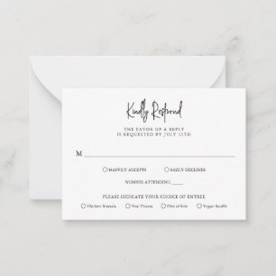 Zeitloser Schwarz-Weiß-Haushalt Hochzeit RSVP Mitteilungskarte