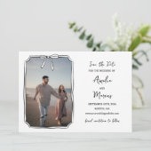 Zeitloser Schwarz-Weiß-Minimalistischer Handgezeic Save The Date (Stehend Vorderseite)