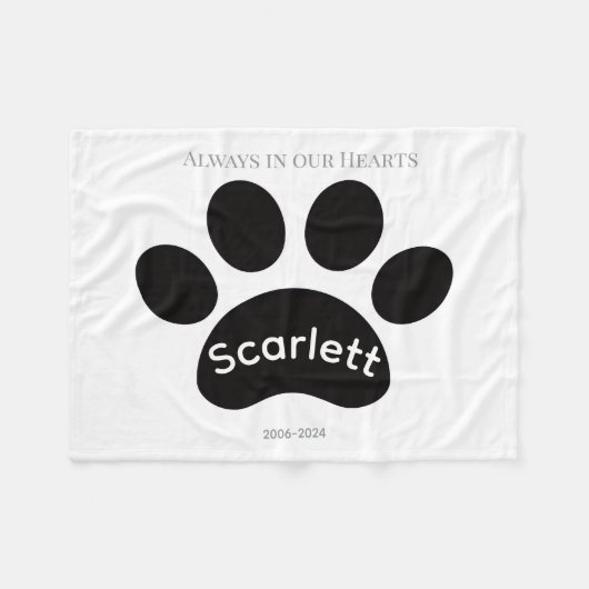 Zeitloser Schwarz-Weiß-Pfotenabdruck-Tribut Fleecedecke (Vorderseite (Horizontal))