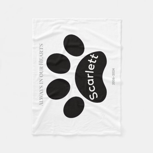 Zeitloser Schwarz-Weiß-Pfotenabdruck-Tribut Fleecedecke (Vorderseite)