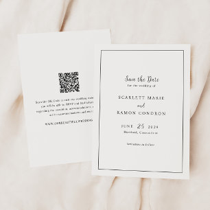 Zeitloser Schwarz-Weiß-QR-Code Elegante Hochzeit Save The Date