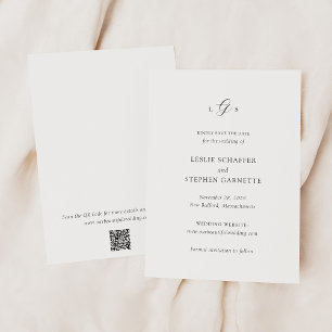 Zeitloser Schwarz-Weiß-QR-Code Elegante Hochzeit Save The Date