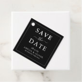 Zeitloser schwarzer minimalistischer Hochzeit-Save Geschenkanhänger (Beispiel)