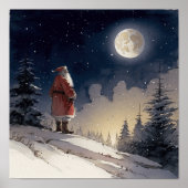 Zeitloser schwarzer Weihnachtsmann am Weihnachtsmo Poster (Vorne)