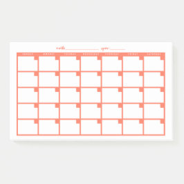 Zeitloser Sticky-Notiz-Kalender - Lachs Post-it Klebezettel