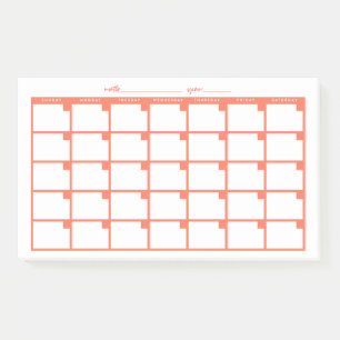 Zeitloser Sticky-Notiz-Kalender - Lachs Post-it Klebezettel