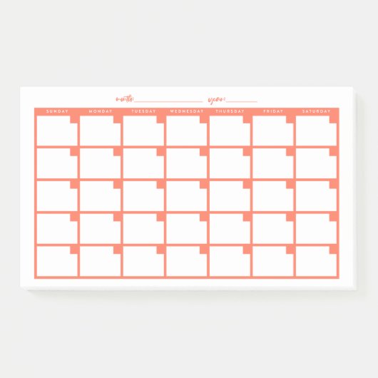 Zeitloser Sticky-Notiz-Kalender - Lachs Post-it Klebezettel (Vorderseite)