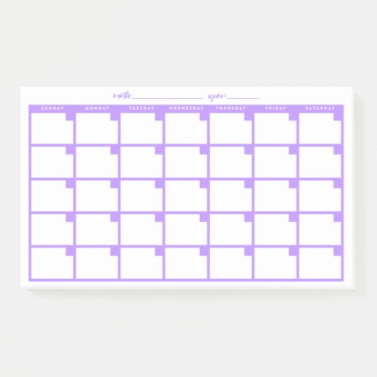 Zeitloser Sticky-Notiz-Kalender - Lila Post-it Klebezettel (Vorderseite)