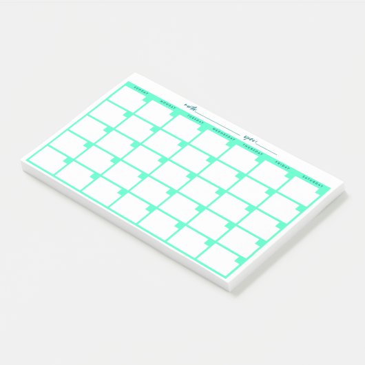 Zeitloser Sticky-Notiz-Kalender - Minze Post-it Klebezettel (angewinkelt)