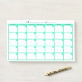 Zeitloser Sticky-Notiz-Kalender - Minze Post-it Klebezettel (Auf Schreibtisch)