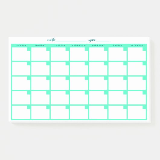 Zeitloser Sticky-Notiz-Kalender - Minze Post-it Klebezettel (Vorderseite)