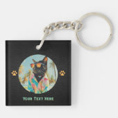 Zeitloser tropischer Katzenattitude-Platz Schlüsselanhänger (Rückseite)