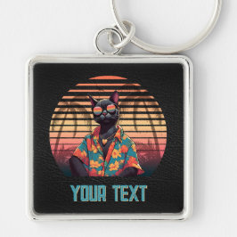 Zeitloser tropischer Katzenattitude-Platz Schlüsselanhänger