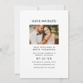 Zeitloser Typ Rette unser Date White Wedding Foto Save The Date (Rückseite)
