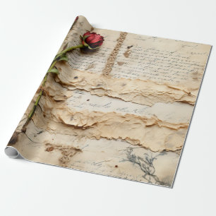 Zeitloser Vintage-Blumen-Liebesbrief Geschenkpapier