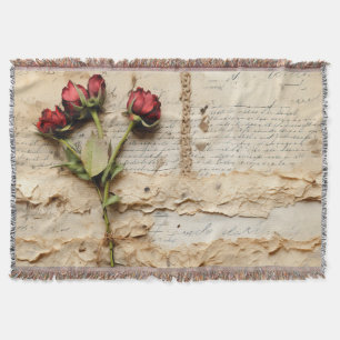 Zeitloser Vintage-Blumenliebesbrief Decke