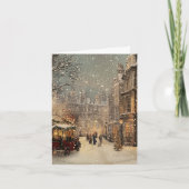 Zeitloser Vintager London Schneeweihnachtsklassike Karte (Vorderseite)