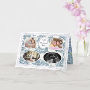 Zeitloser Vintager Regency 4 Foto Blue Mother Day Karte