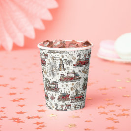 Zeitloser Vintager Zug: Festlich Pappbecher