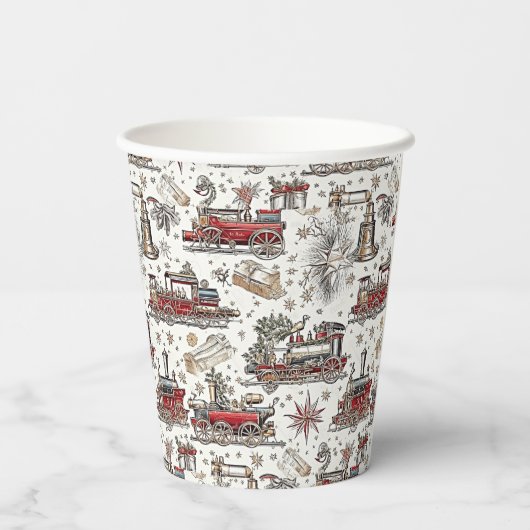Zeitloser Vintager Zug: Festlich Pappbecher (Rückseite)