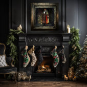 Zeitloser Wald Schwarzer Weihnachtsmann in Velvet  Poster